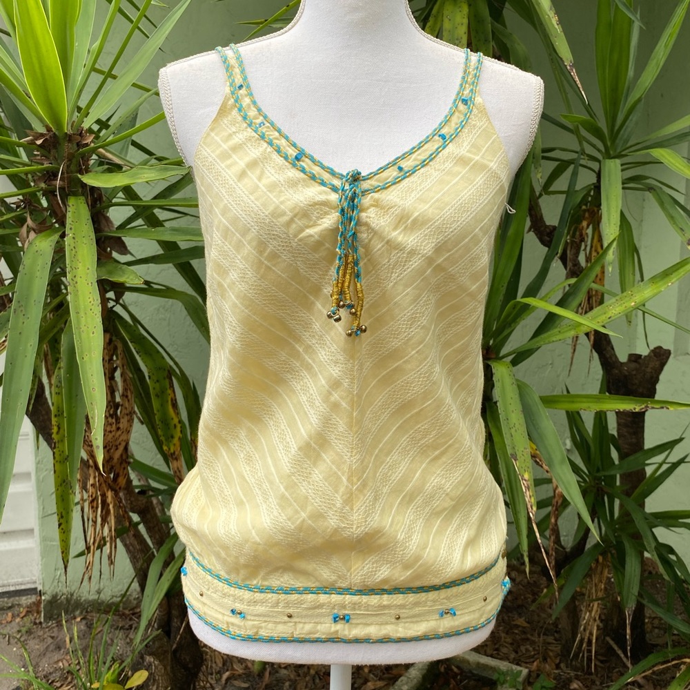 Yellow Turquoise Tassel Top